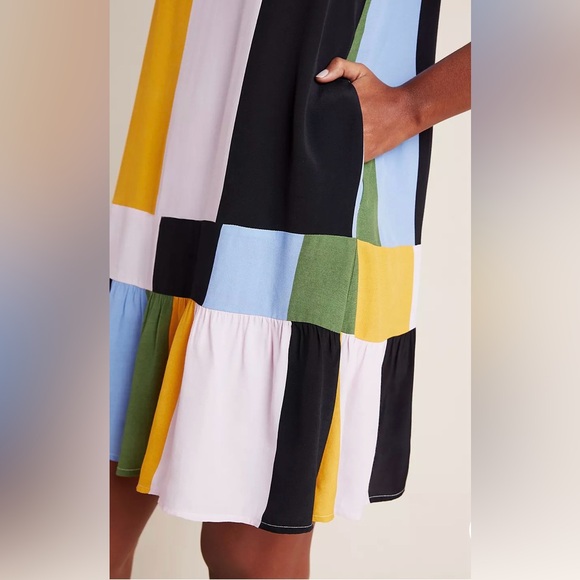 DOLAN Anthropologie Left Coast Audra Drop Waist Colorblock Dress size L - Picture 5 of 16